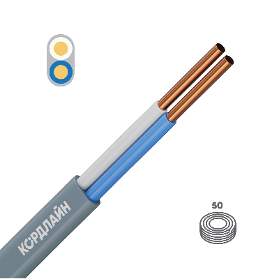 Кабель силовой ВВГ-Пнг(А)-LS 2x1,5ок(N)-0,66 50м ТРТС