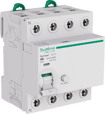 Выключатель дифференциального тока (ВДТ) 40A 4P 30мА Тип-AC 400В Systeme9