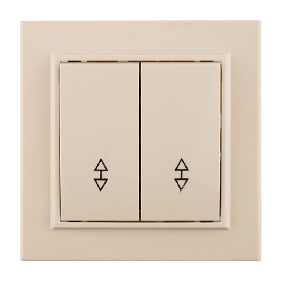 Выключатель двухклавишный СП проходной 10А бежевый Минск