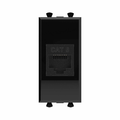 Avanti Компьютерная розетка RJ-45 без шторки модульная, кат.6,  Черный квадрат, 1 модуль