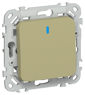 FLITE Выключатель 1-клавишный с индикацией 10А ВС11-1-1-ФлО оливковый IEK