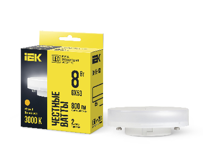 Лампа светодиодная LED 8вт GX53 тепло-белый таблетка ECO