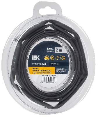 Трубка термоусадочная ТТУ нг-LS 6/3 черная (2м/упак) IEK