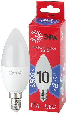 Лампа светодиодная LED B35-10W-865-E14 R  (диод, свеча, 10Вт, хол, E14) (10/100/3500) ЭРА