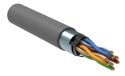 Витая пара F/UTP кат 5E 4х2х24AWG solid LSZH нг(А)-HF серый 305м