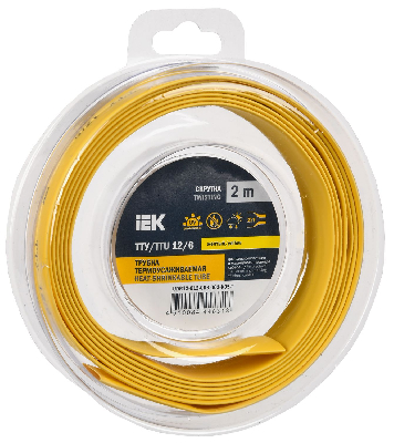 Трубка термоусадочная ТТУ нг-LS 12/6 желтая (2м/упак) IEK