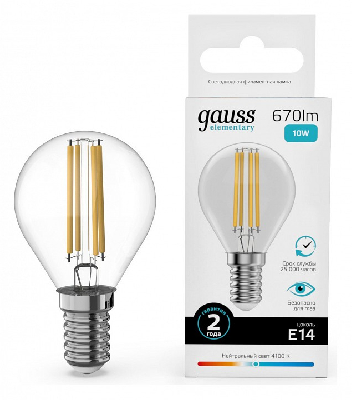 Лампа светодиодная Gauss Filament Elementary E14 10Вт 4100K 52120