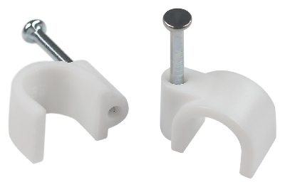 Скоба пластиковая крепежная круглая 9 мм белая NO-225-279 (10 шт/уп)