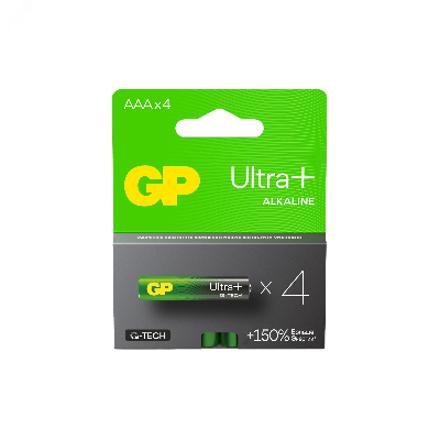 Батарейка алкалиновая c технологией G-tech GP Ultra Plus Alkaline 24А AАA - 4 шт. на блистере