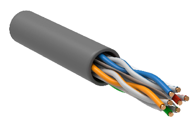 Витая пара U/UTP кат.6 4 пары 23 AWG solid 305м LSZH серый