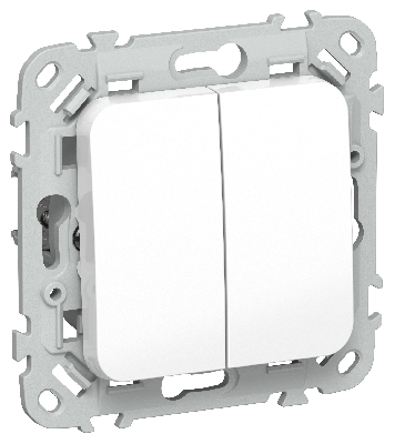 FLITE Выключатель 2-клавишный кнопочный 10А ВС12-2-0-ФлБ белый IEK