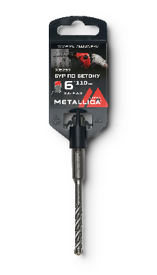 Бур по бетону SDS-plus 6х110/50 мм, Х-напайка, 4 спирали