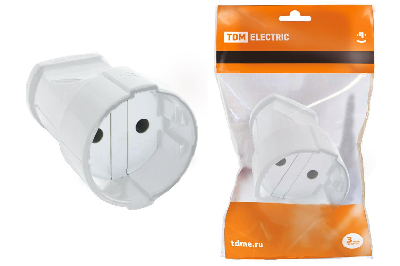 Кабельная розетка 2П б/з 10А 250B белая TDM