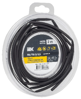 Трубка термоусадочная ТТУ нг-LS 3/1,5 черная (2м/упак) IEK