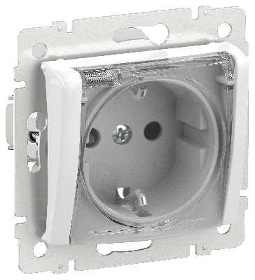 IEKVALENA Розетка 1-местная с заземлением с защитными шторками и крышкой 16А IP20 6942701 белый