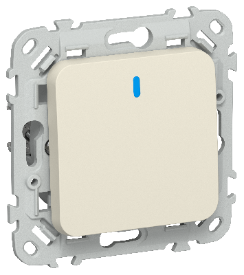 FLITE Выключатель 1-клавишный проходной с индикацией 10А ВС61-1-1-ФлСл сливочный IEK