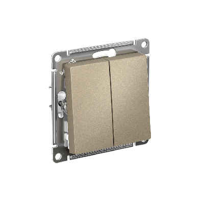 Выключатель двухклавишный ATLASDESIGN схема 5 10АХ механизм шампань