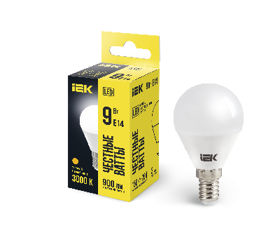 Лампа светодиодная LED 9вт Е14 тепло-белый матовый шар ECO