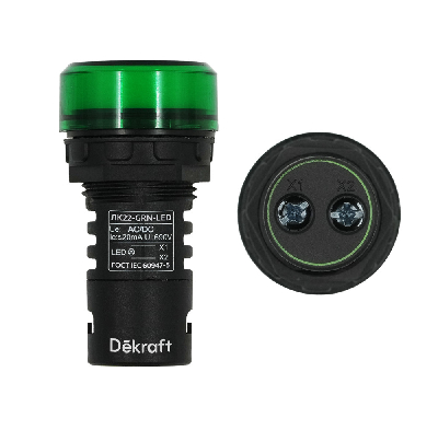 Лампа коммутационная ЛК-22 ADDS диам. 22мм LED зеленая 220В AC/DC