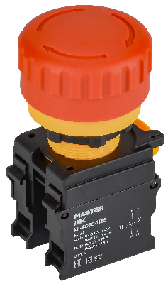 Кнопка Грибок поворот. с фикс. 1NO+1NC красная MASTER IEK