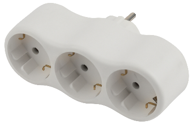 Разветвитель электрический SPx-3e-W на 3 розетки с заземлением 16А белый