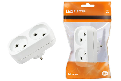 Блок на 2 гнезда 2П без заземления плоский 6А 250B