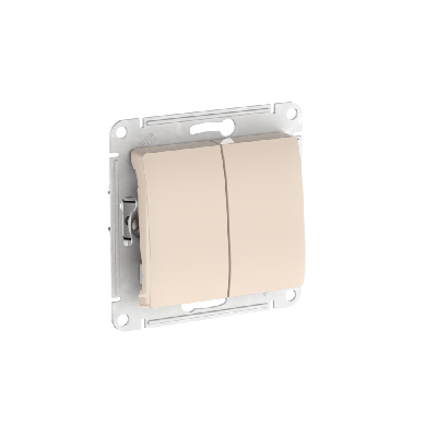 GLOSSA 2-клавишный ПЕРЕКЛЮЧАТЕЛЬ, сх.6/2, 10АХ, быстрозажимные клеммы, БЕЖЕВЫЙ