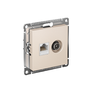 Розетка ATLASDESIGN двойная компьютерная+ТВ RJ45+TV категория 5E механизм бежевый
