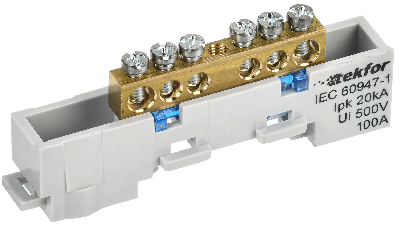 TEKFOR Шина N ноль неизолированная на универсальном держателе 6х9-6-С IEK