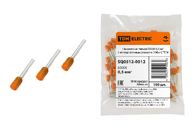 Наконечник-гильза Е0508 0,5мм2 с изолированным фланцем (100шт) TDM