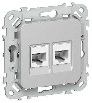 FLITE Розетка 2-местная компьютерная RJ45 категория 5Е UTP РК5е-2-0-ФлА алюминий IEK