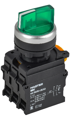 Переключатель с подсветкой 3 полож. 2NO зеленый MASTER IEK