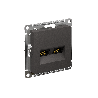 ATLASDESIGN РОЗЕТКА двойная компьютерная RJ45+RJ45, кат.5Е, механизм, БАЗАЛЬТ