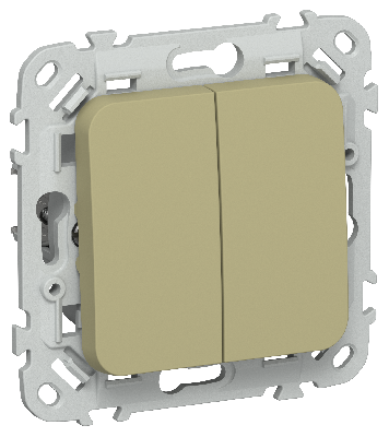 FLITE Выключатель 2-клавишный проходной 10А ВС62-1-0-ФлО оливковый IEK