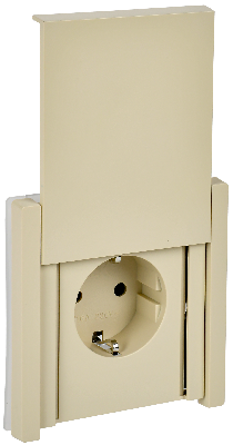 FORTE&PIANO Розетка 1-местная с заземлением с защитными шторками и крышкой безвинтовое крепление 16А IP44 FP419 ваниль IEK