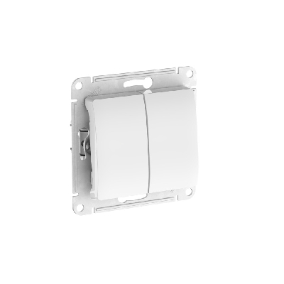 GLOSSA 2-клавишный ВЫКЛЮЧАТЕЛЬ, сх.5, 10АХ, быстрозажимные клеммы, БЕЛЫЙ