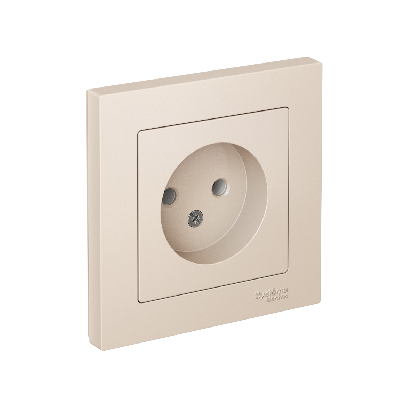Розетка ATLASDESIGN без заземления 16А в сборе бежевый