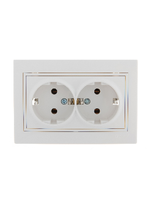 MIRA Розетка двойная с заземлением белая