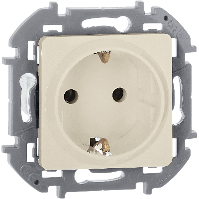 Розетка 2К+З со шторками немецкий стандарт 16 А 250 В~ INSPIRIA слоновая кость