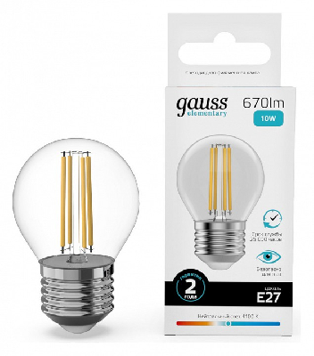 Лампа светодиодная Gauss Filament Elementary E27 10Вт 4100K 52220