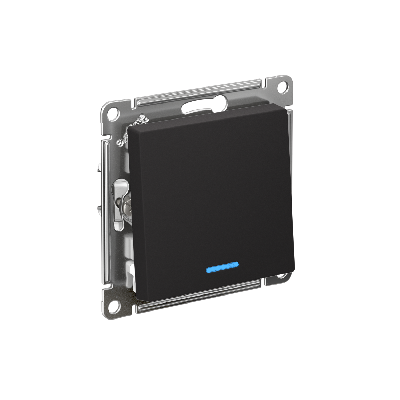 Переключатель одноклавишный ATLASDESIGN с подсветкой схема 6а 10АХ механизам карбон