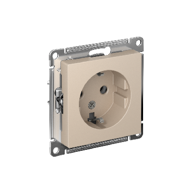 ATLASDESIGN РОЗЕТКА с заземлением, 16А, механизм, ПЕСОЧНЫЙ