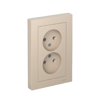 ATLASDESIGN РОЗЕТКА двойная без заземления,16А, в сборе, ПЕСОЧНЫЙ