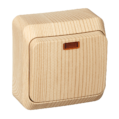 ЭТЮД Выключатель одноклавишный наружный с подсветкой сосна сх.1