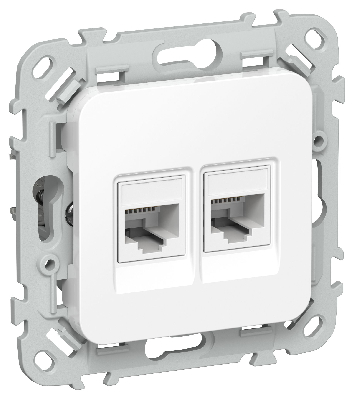 FLITE Розетка 2-местная RJ45/RJ11 категория 5Е/3 UTP РКТ5е/3-2-0-ФлБ белый IEK