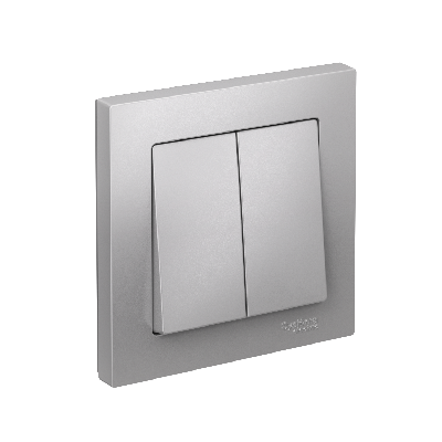 Выключатель двухклавишный ATLASDESIGN схема 5 10АХ в сборе алюминий