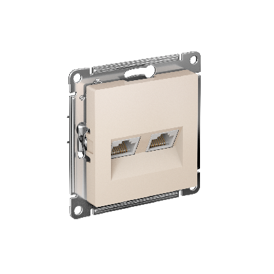 Розетка ATLASDESIGN двойная компьютерная RJ45+RJ45 категория 5E механизм бежевый