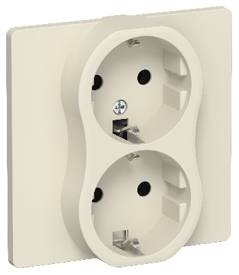 FLITE Розетка 2-местная с заземлением без защитных шторок безвинтовое крепление 16А в сборе РС12-1-К-ФлСл сливочный IEK