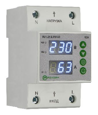 Реле контроля напряжения и тока L+N (230В AC) 63А