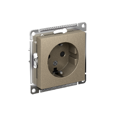 Розетка ATLASDESIGN с заземлением со шторками 16А механизм шампань